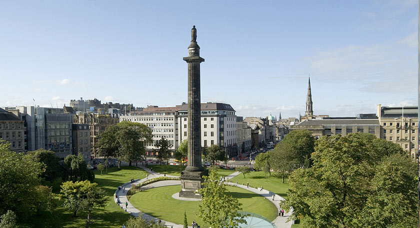 An aerial view of St Andrew Square, Edinburgh