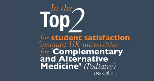 NSS Infographic 'In the top 2 for complementary and alternative medicine podiatry'